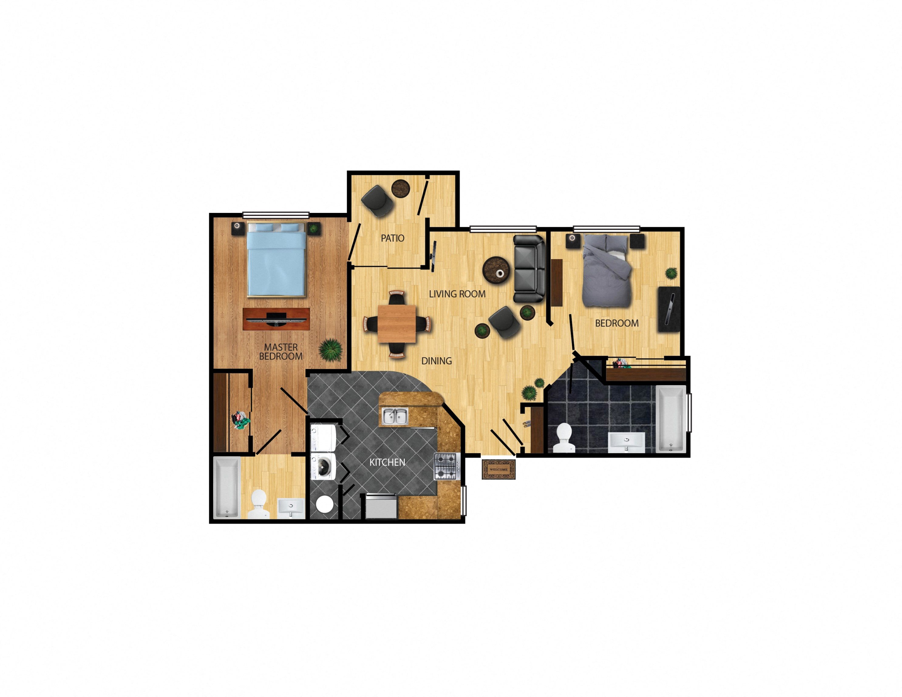 2 bedroom 2 bathroom floor plan at Crescent Ridge in Tucson, AZ